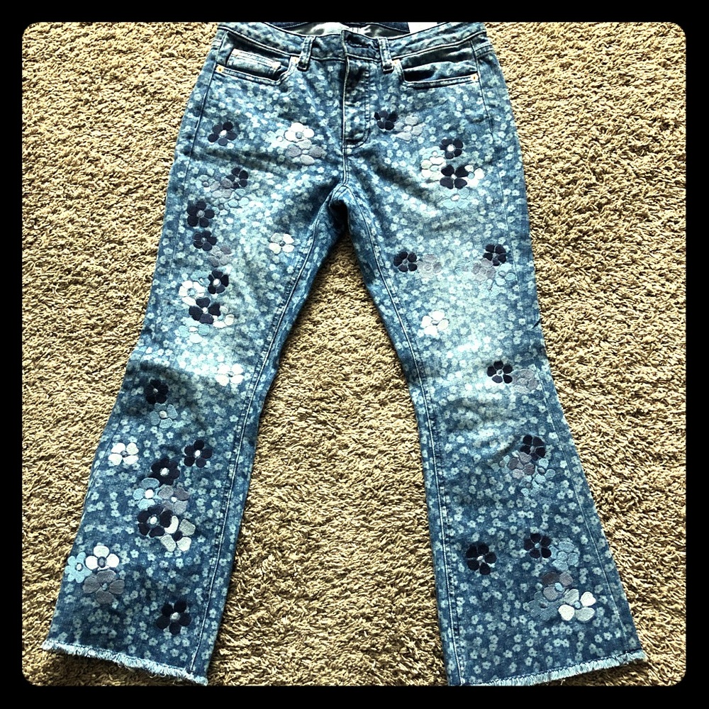 Michael Kors Embroidered Cropped Jeans